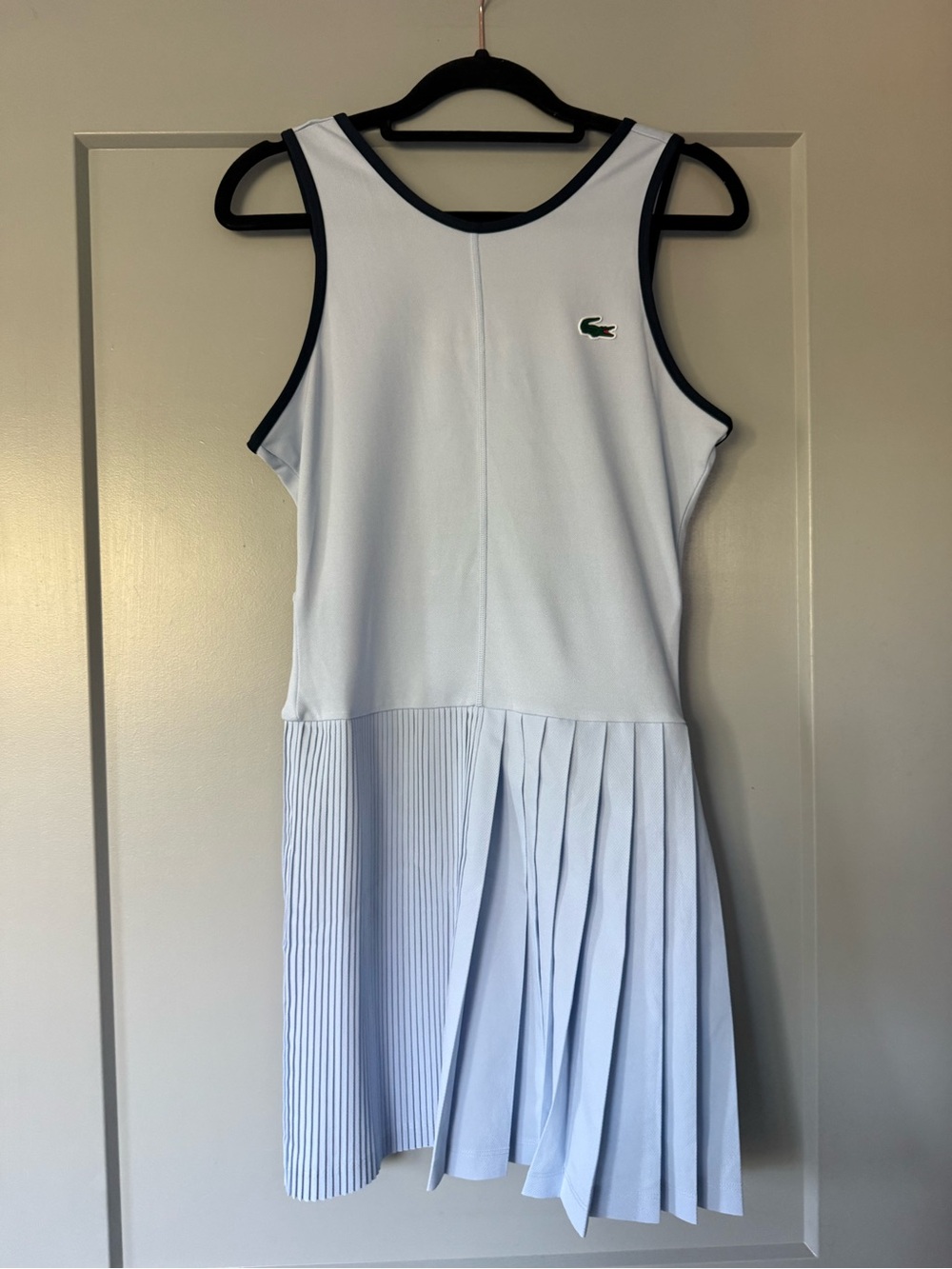 Lacoste Light Blue Pleated Tennis Dress with Contrast Trim Size 4 - Picture 3 of 11